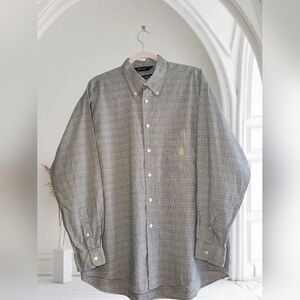 Nautica Men's Shirt  Cotton  button-up in a Blue And Brown  check pattern Size L